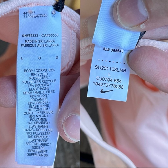 Nike Favorites Dri-Fit Light Support Twist Back Sports Bra NWT Pastel Pink Sz L - Picture 9 of 14